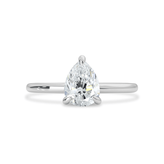 1.25 CT Pear Moissanite Hidden Halo Engagement Ring