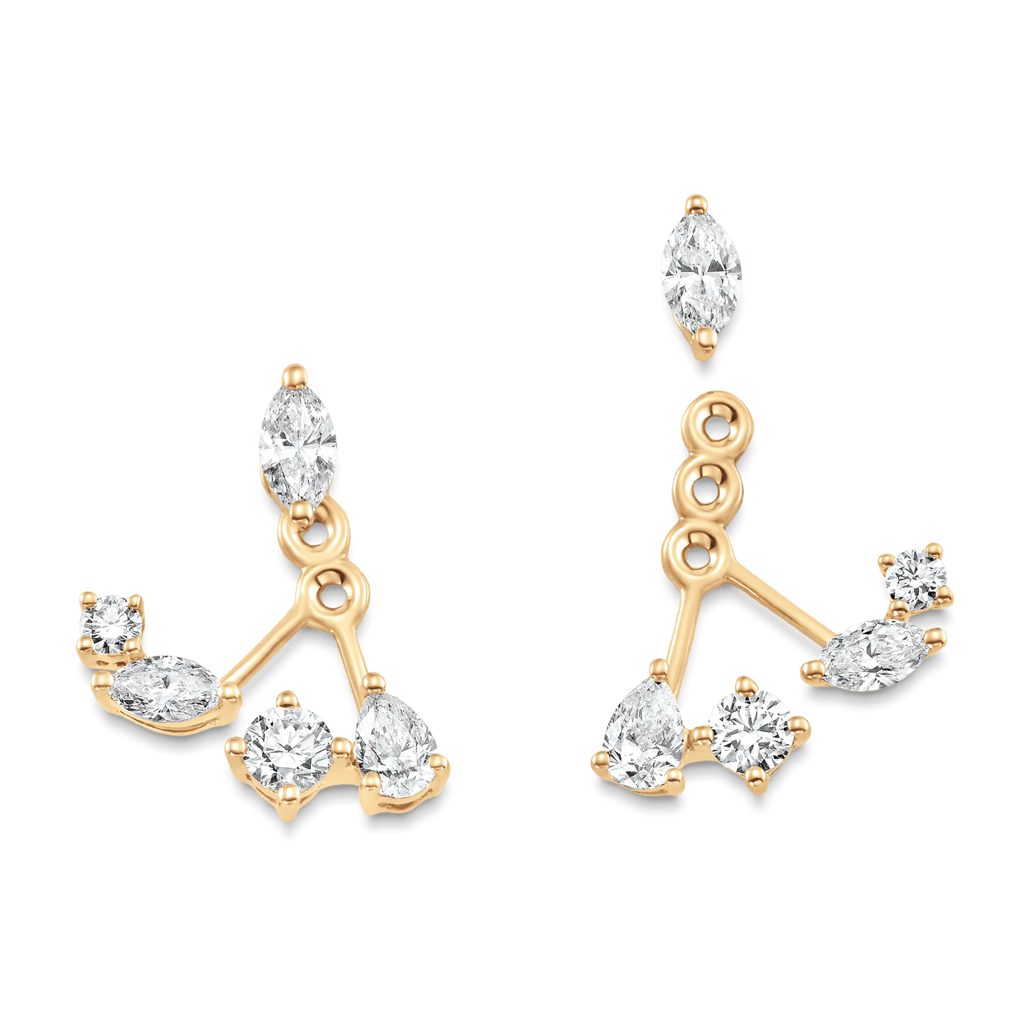 1.47 TCW Pear, Marquise & Round Moissanite Diamond Ear Jacket Earrings