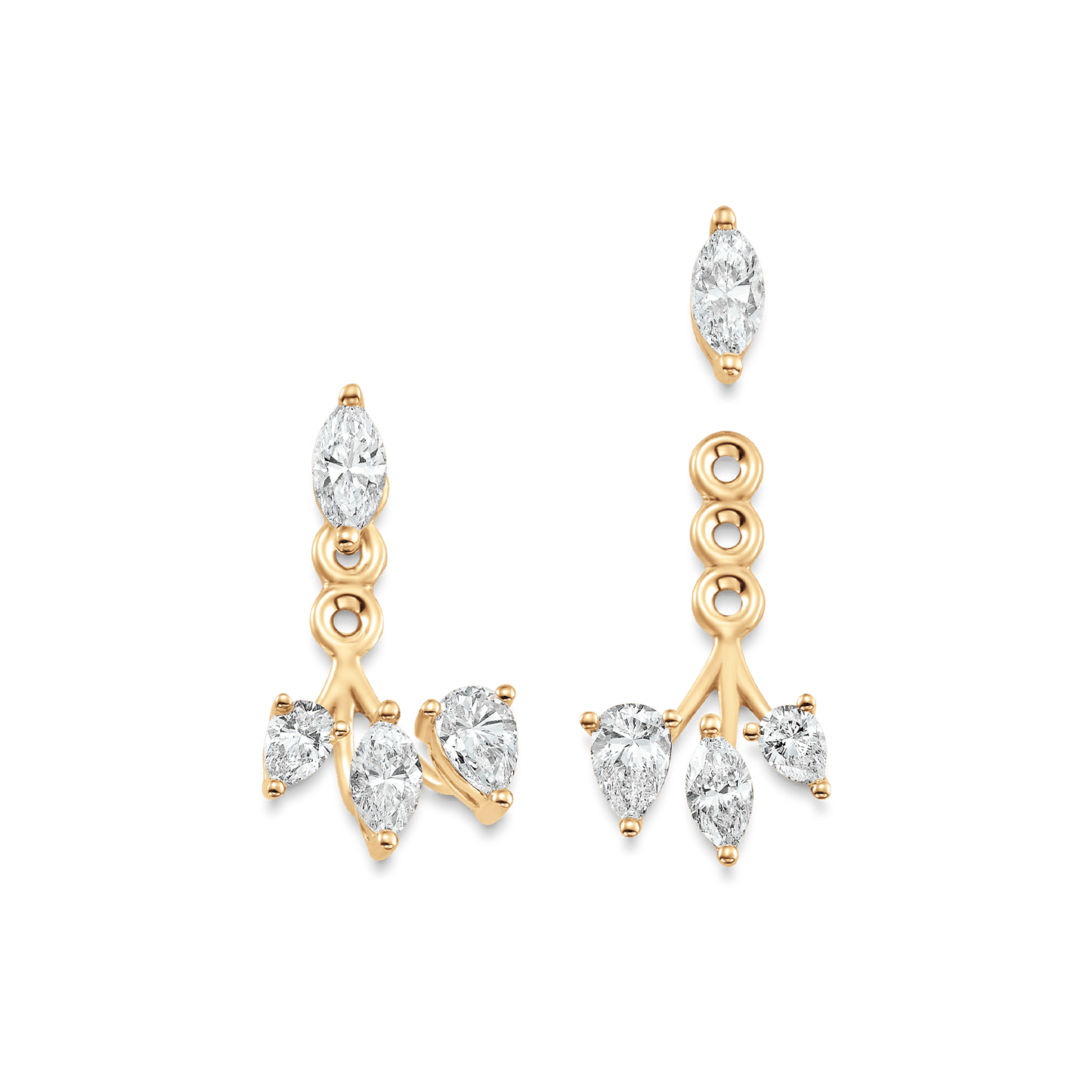 1.25 TCW Pear & Marquise Moissanite Diamond Ear Jacket Earrings