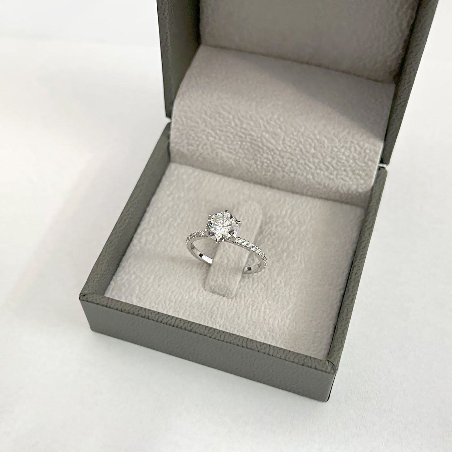 1.20 CT Round Moissanite Pave Setting Engagement Ring