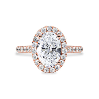 2.40 CT Oval Moissanite Halo Pave Setting Engagement Ring