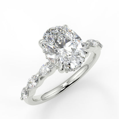 1.91 CT Oval Moissanite Pave Setting Engagement Ring