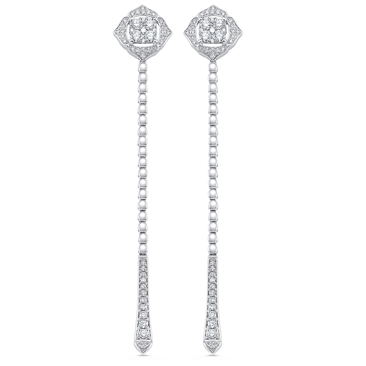 0.75 TCW Round Moissanite Diamond Long Drop Earrings