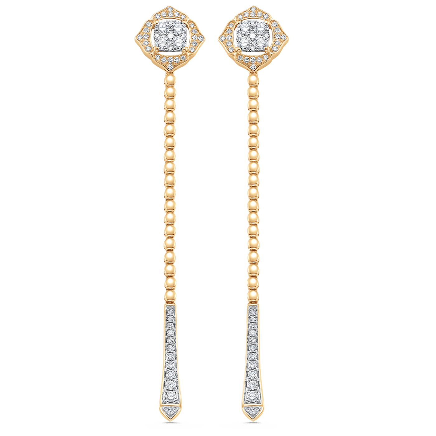 0.75 TCW Round Moissanite Diamond Long Drop Earrings