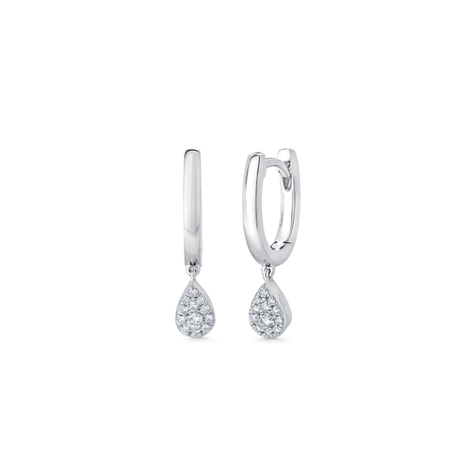 0.14 TCW Round Moissanite Diamond Drop Huggie Earrings