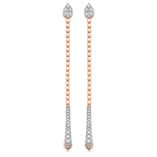 0.41 TCW Round Moissanite Diamond Long Drop Earrings