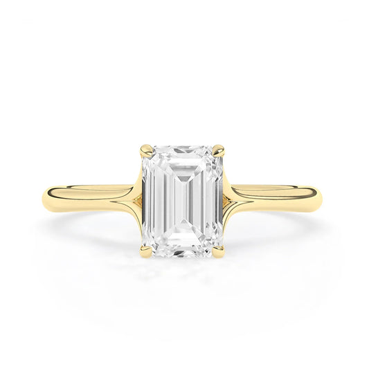 1.0 CT Emerald Cut Solitaire Moissanite Engagement Ring