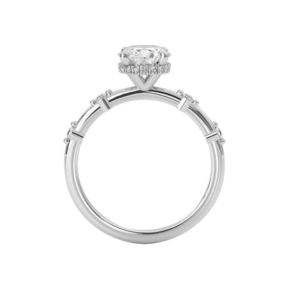 1.30 CT Round Moissanite Hidden Halo Dainty Engagement Ring