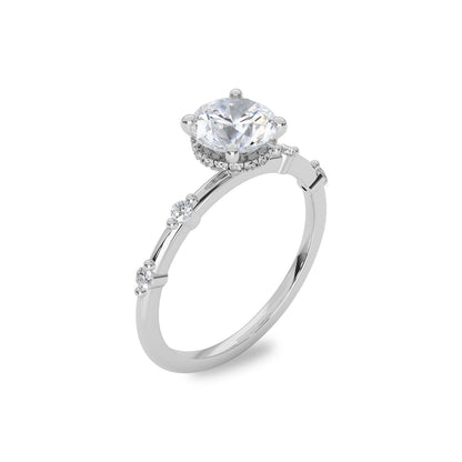 1.30 CT Round Moissanite Hidden Halo Dainty Engagement Ring