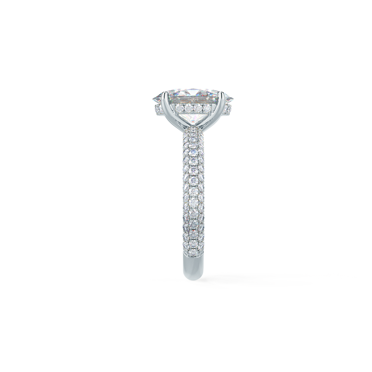 1.50CT Oval Cut Moissanite Three Sided Pave Diamond Engagement Ring