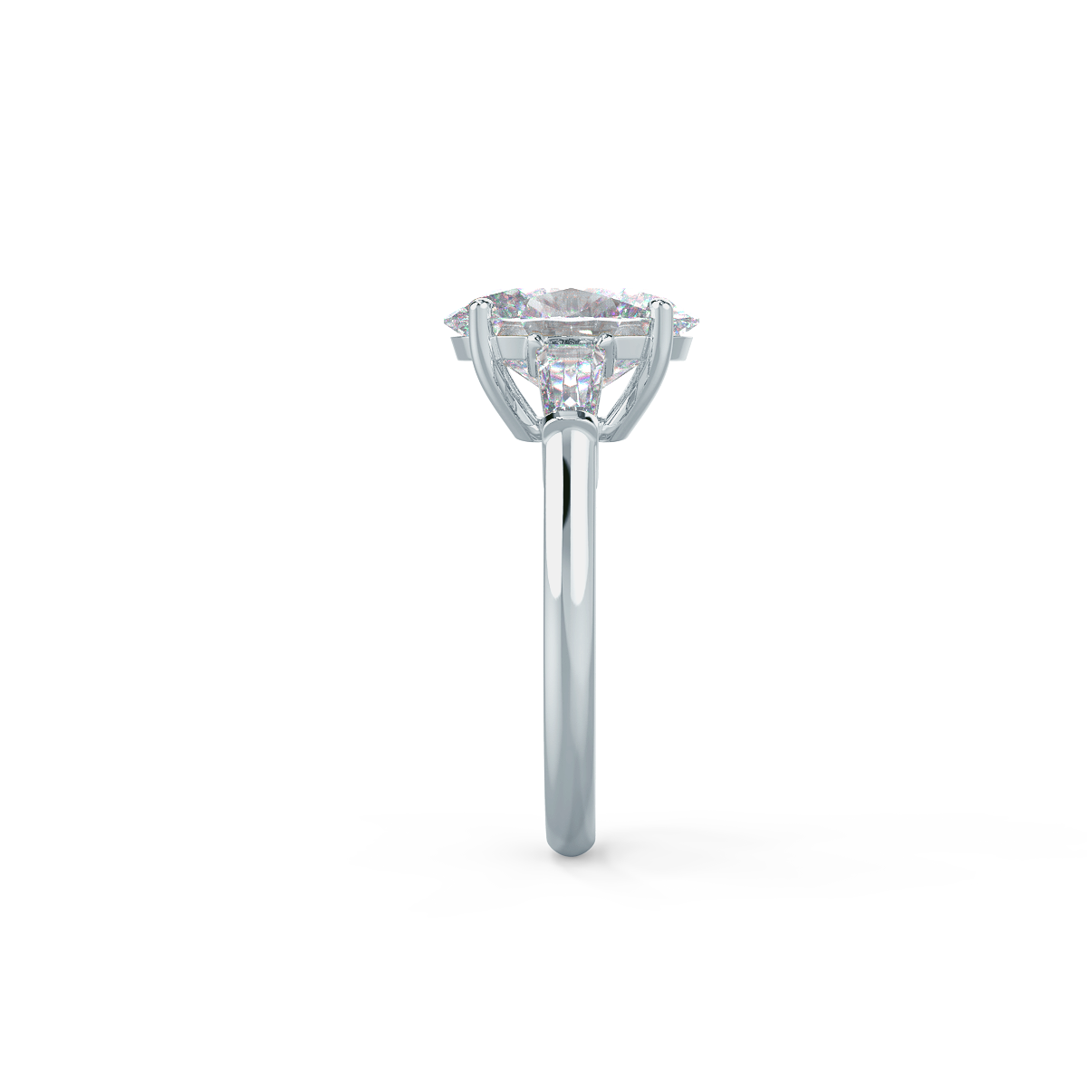 2.25CT Oval Cut Moissanite Baguette Diamond Engagement Ring