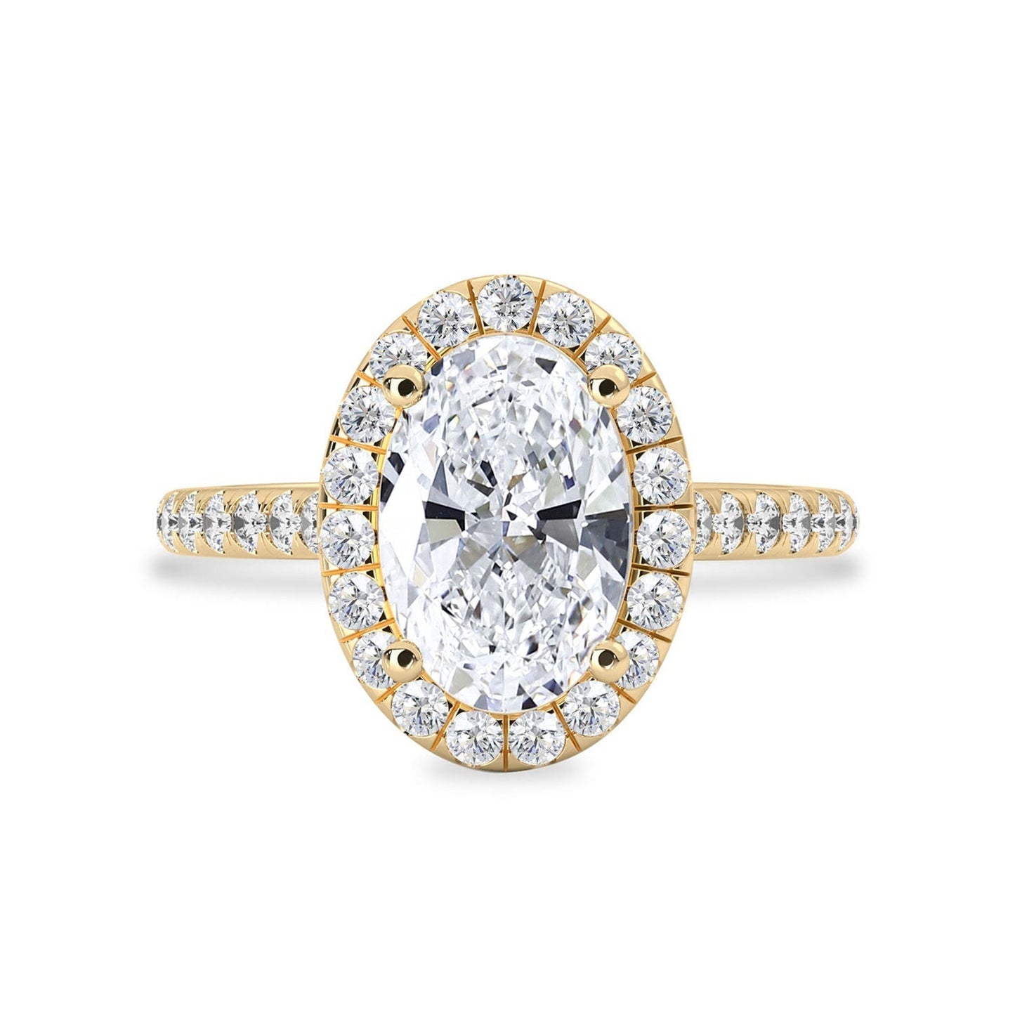 2.40 CT Oval Moissanite Halo Pave Setting Engagement Ring